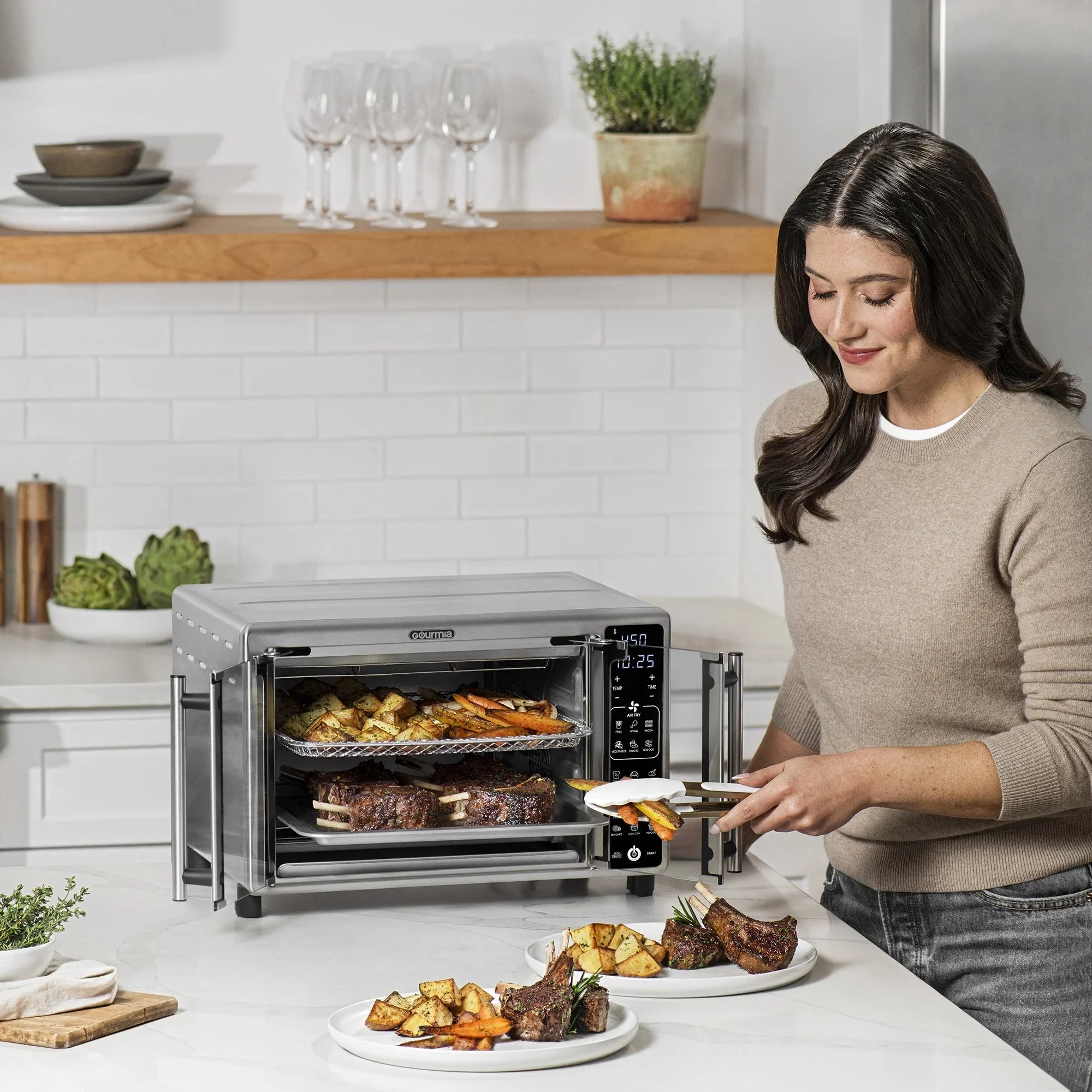 Gourmia French Door Digital Toaster Oven Air Fryer, 6-Slice, 24L, Stainless Steel - GTF2440 - Image 3