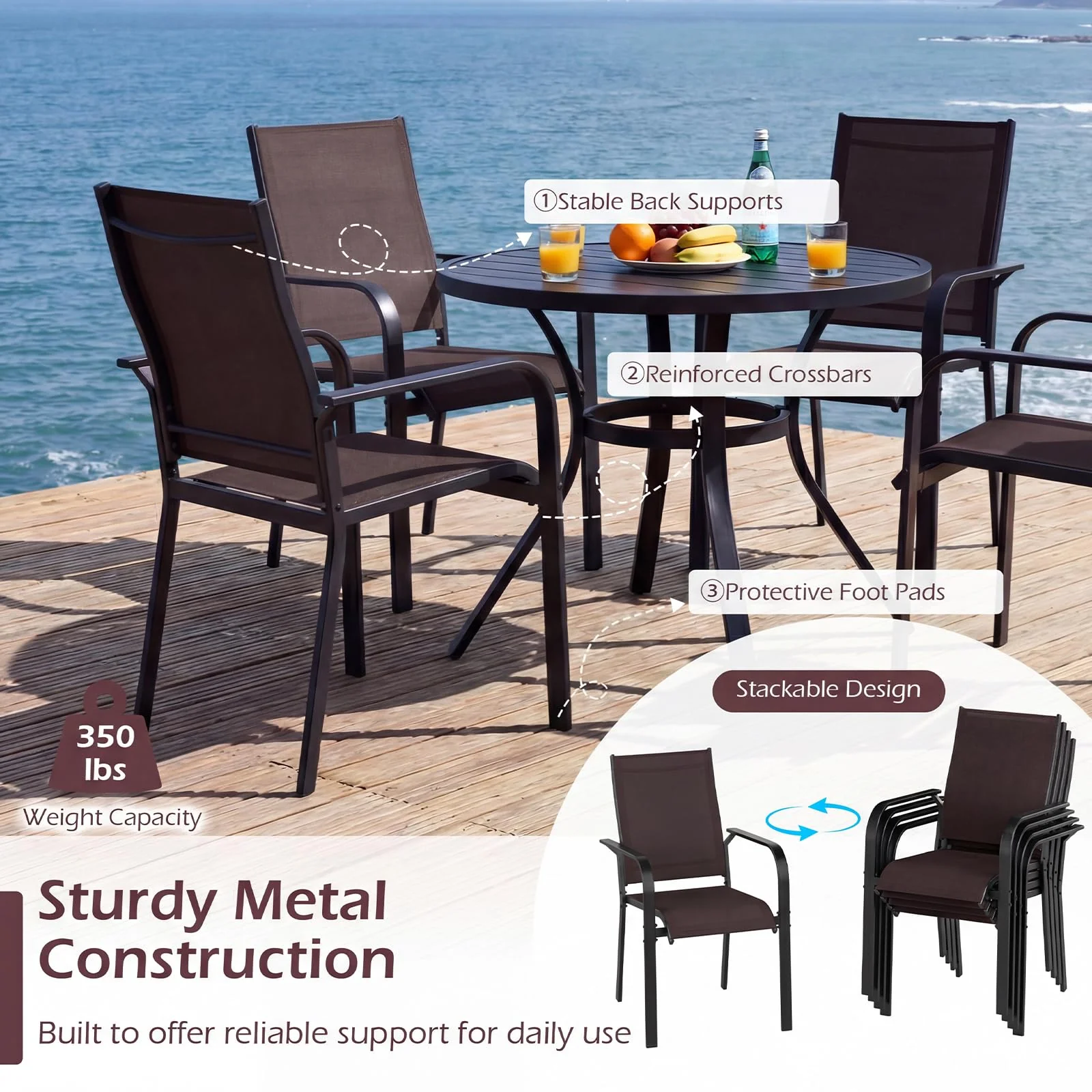 Tangkula 9 Pieces Patio Dining Set for 8 - Image 5