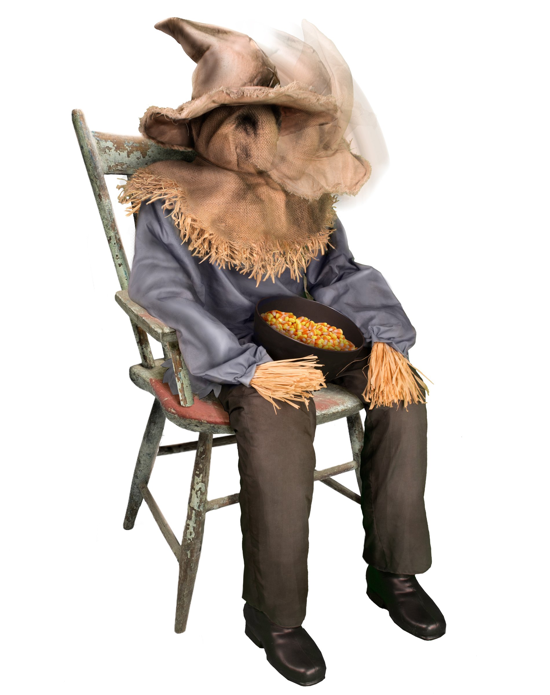 Spirit Halloween 4 Ft 7 In Sitting Scarecrow Animatronic, Multicolor - Image 2