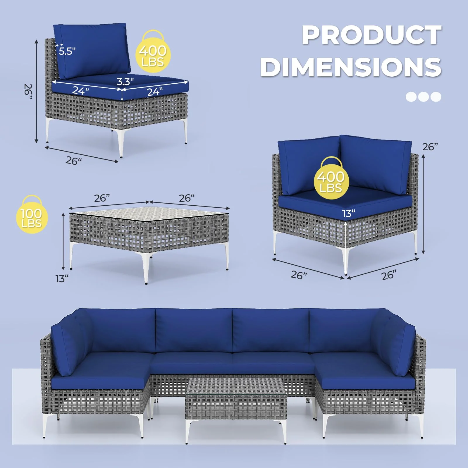 Tangkula 7 Piece Outdoor Furniture Set - Image 8