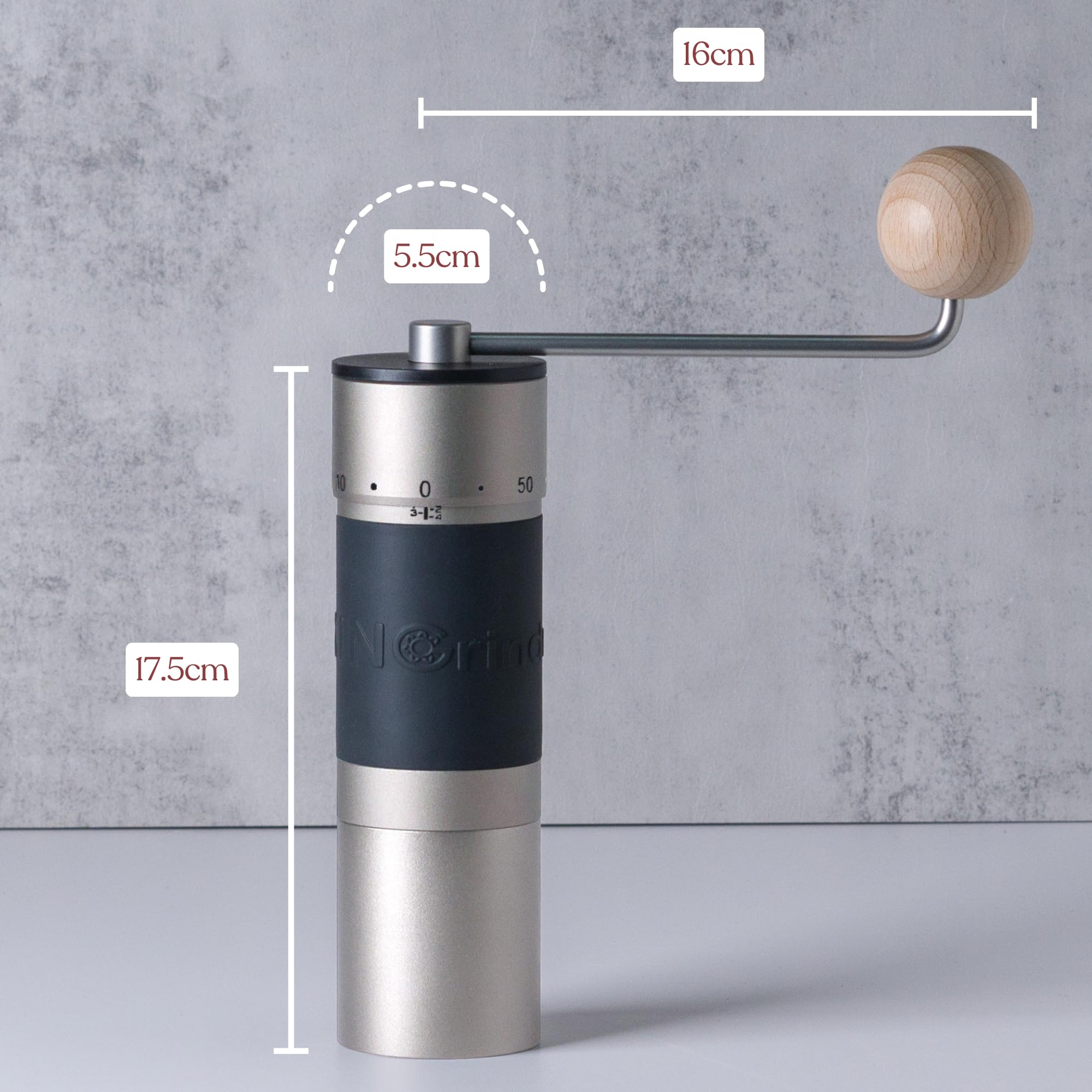 【Silver】KINGrinder K6 Manual Coffee Grinder Straight Handle Stainless Burr Supports grind settings for various brewing methods such as pour-over and espresso - Image 3