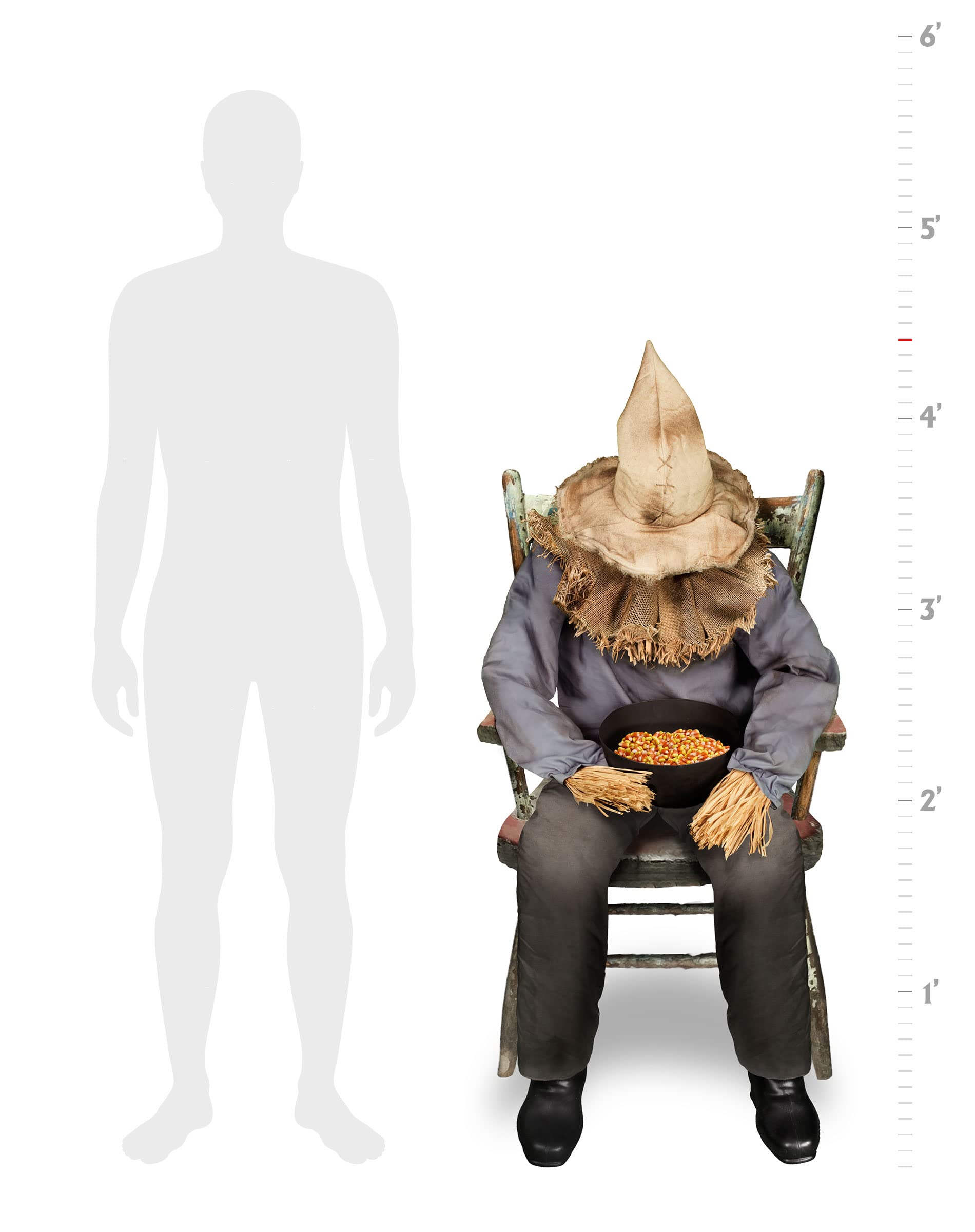 Spirit Halloween 4 Ft 7 In Sitting Scarecrow Animatronic, Multicolor - Image 3