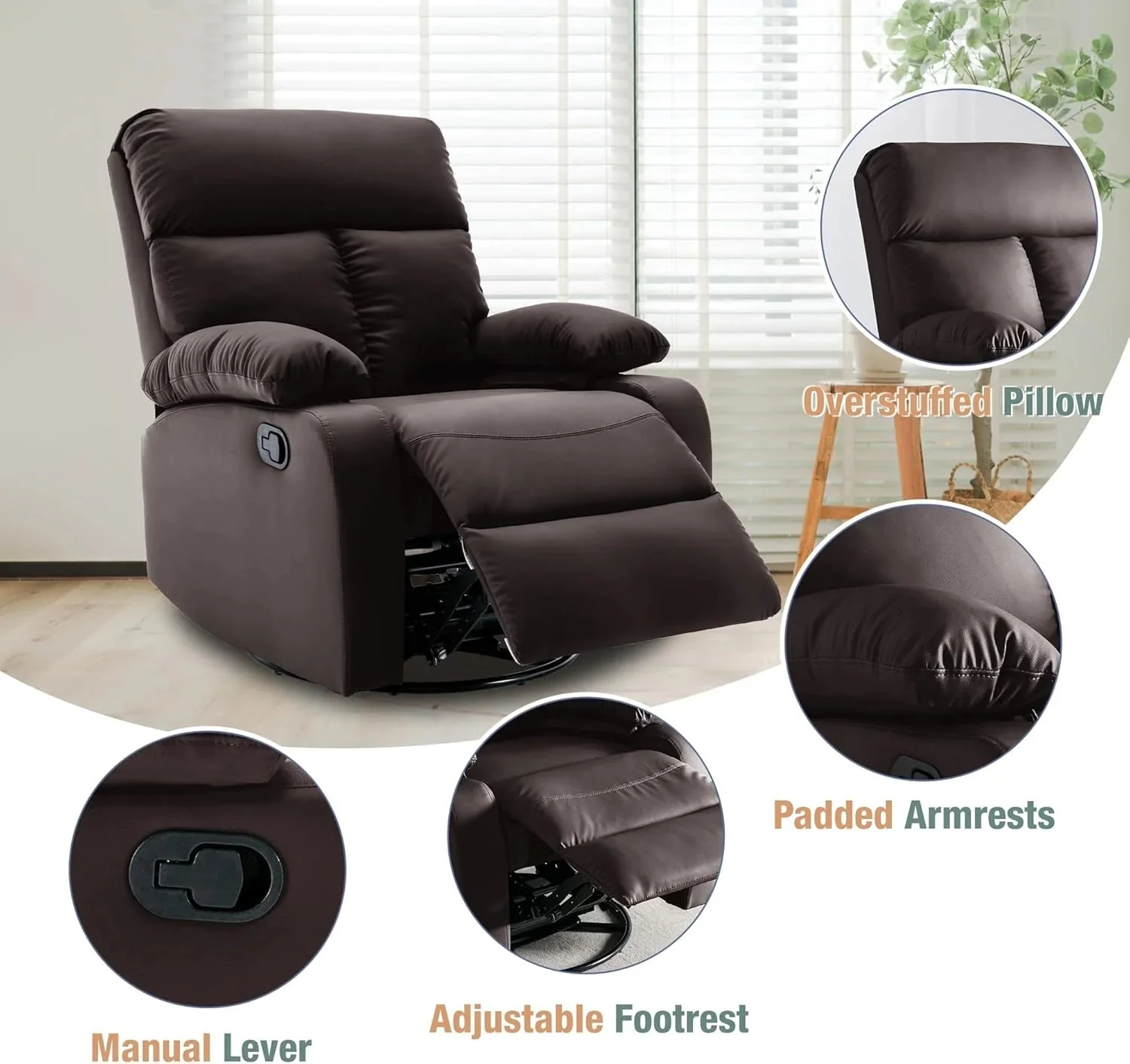 Small Swivel Rocker Recliner Chair for Compact Spaces - Image 20