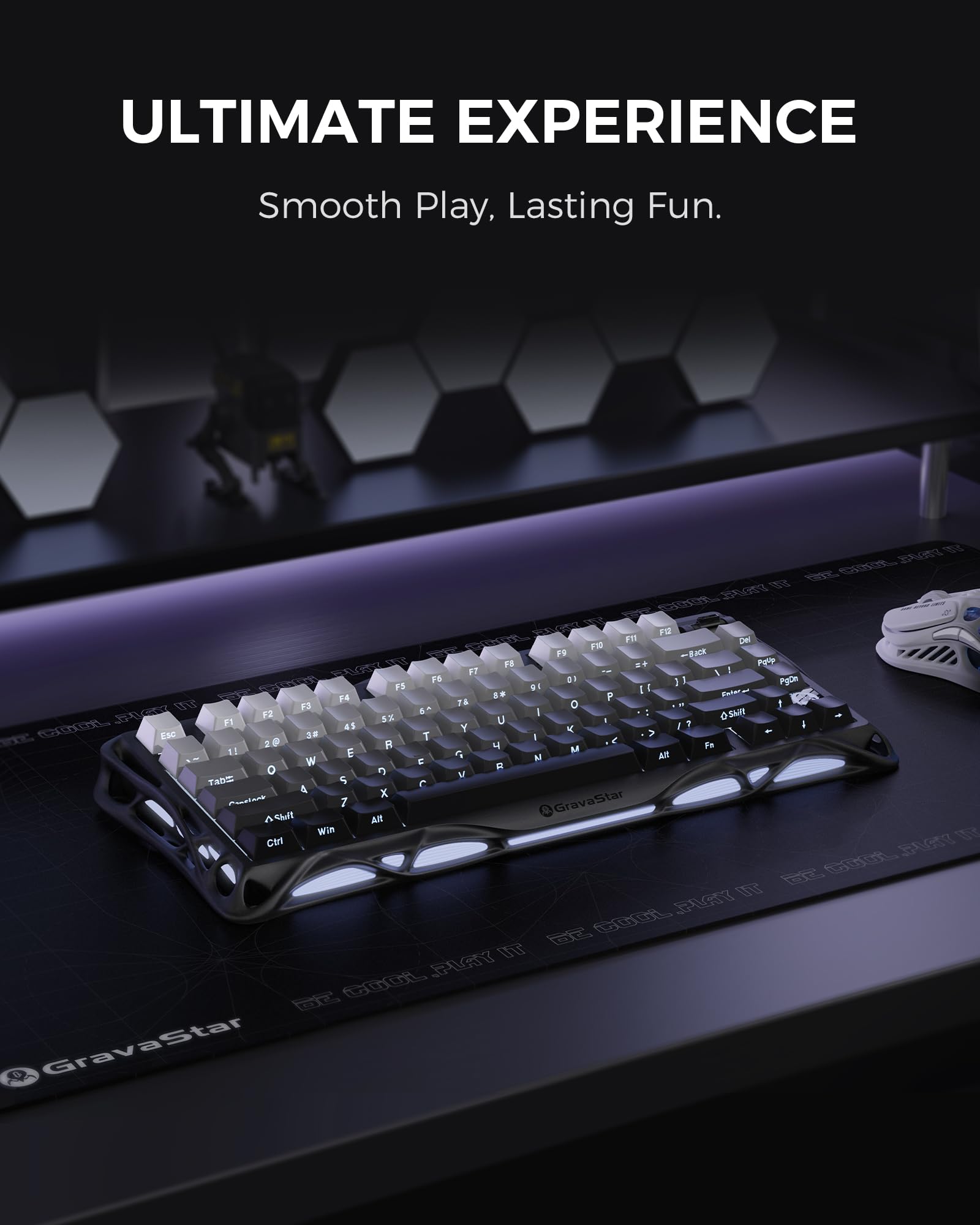 GravaStar Mercury K1 75% Wireless Mechanical Gaming Keyboard RGB Backlit Gasket Mount, Hot Swappable Linear Switches, Creamy Sound Keyboard, 2.4GHz/USB-C/Bluetooth 5.0, for Win/Mac【Gradient Black】 - Image 2