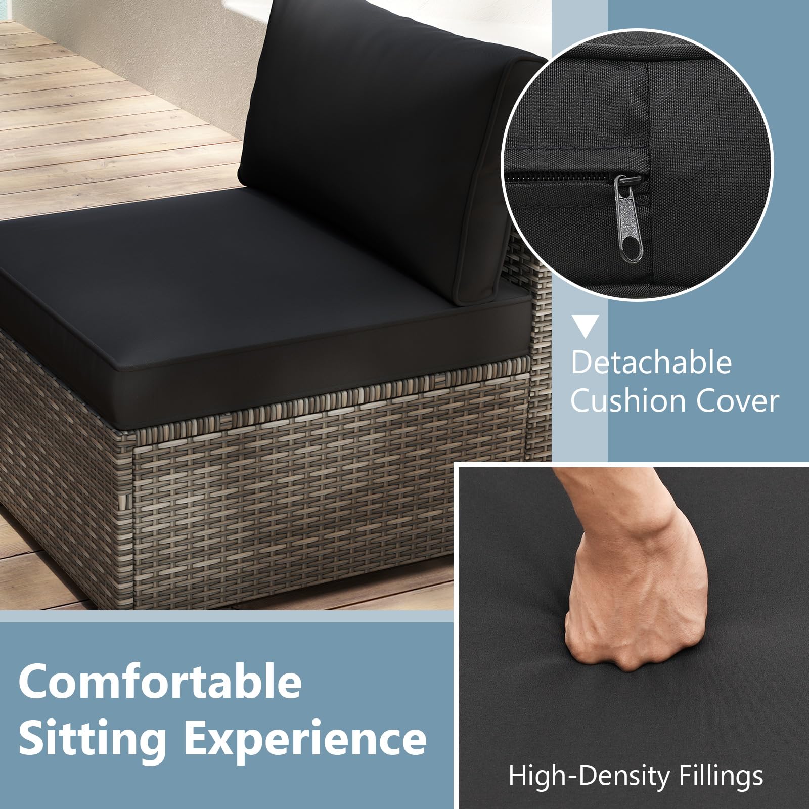 Tangkula 5-Piece Outdoor Patio Sectional Sofa Couch - Image 6