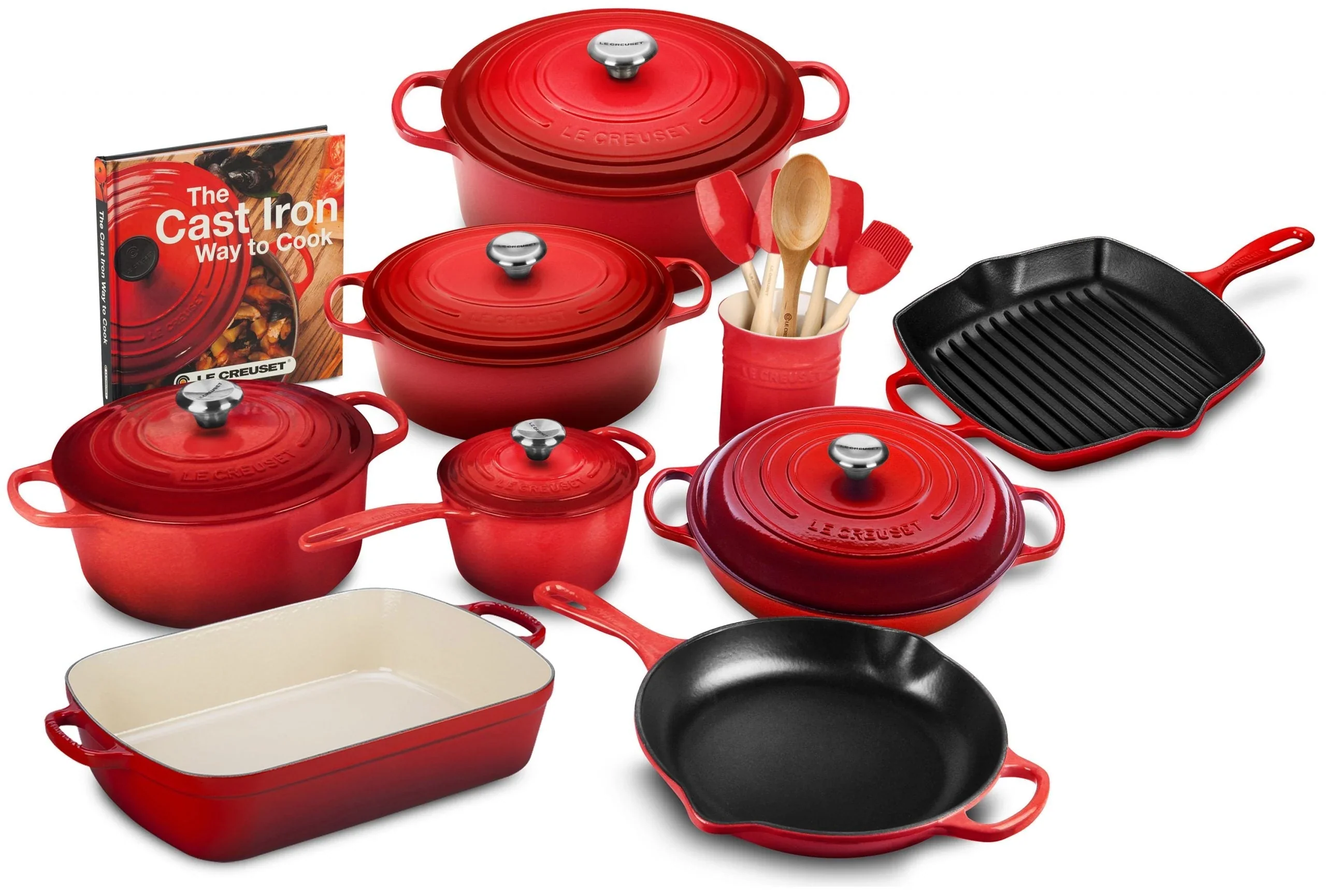 20-piece Signature Cast Iron Cookware Set,10.25′′ Skillet,1.75-quart Saucepan with Lid - Image 6