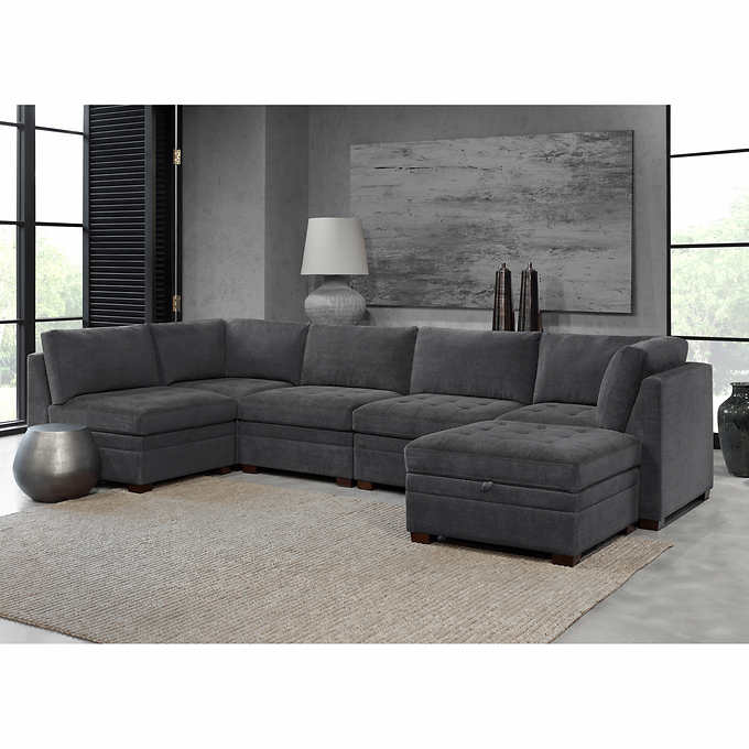 Thomasville Tisdale Fabric Sectional with Storage Ottoman - Image 3