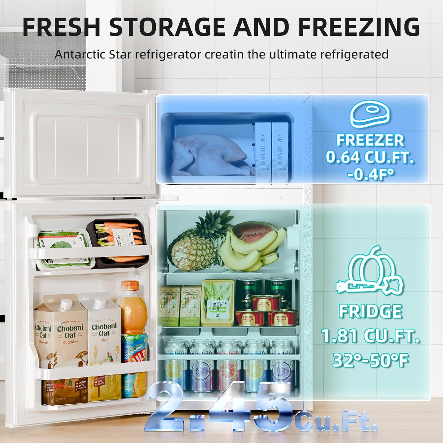 Kismile 2.45 Cu.Ft Mini Fridge with Freezer RE5870 - Image 17