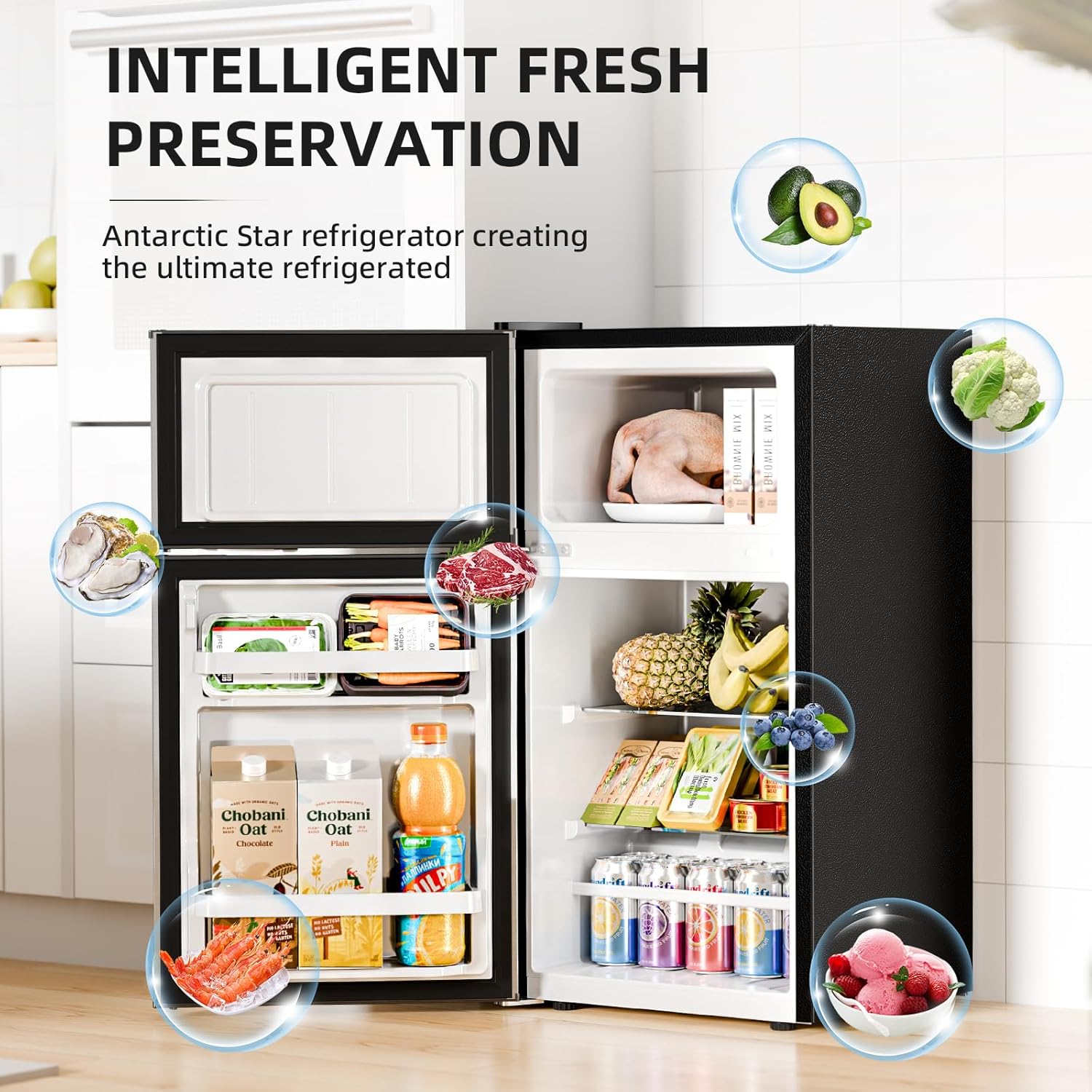 Kismile 2.45 Cu.Ft Mini Fridge with Freezer RE5870 - Image 9