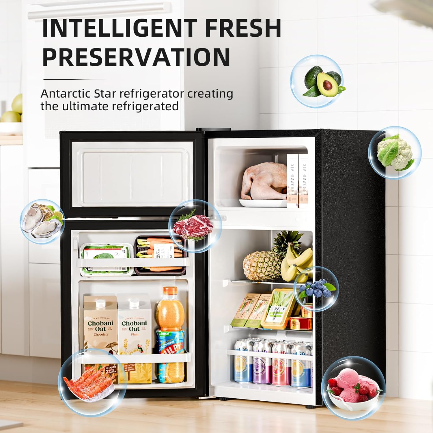 Kismile 2.45 Cu.Ft Mini Fridge with Freezer RE5870 - Image 2