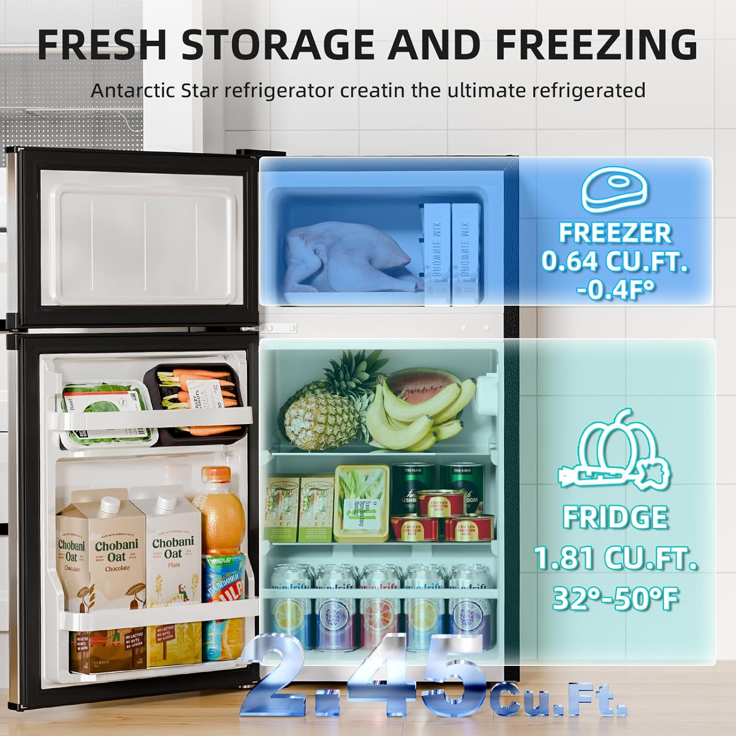 Kismile 2.45 Cu.Ft Mini Fridge with Freezer RE5870 - Image 10