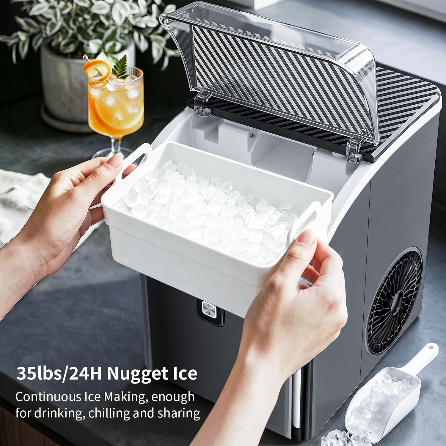 35 lb Nugget Ice Maker Countertop, Self-Cleaning IM5815NG - Image 4