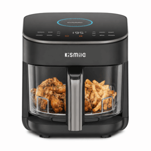 Kismile 8-in-1 AeroLucen 5 QT Glass Air Fryer with Clear Borosilicate Glass Basket AF9310