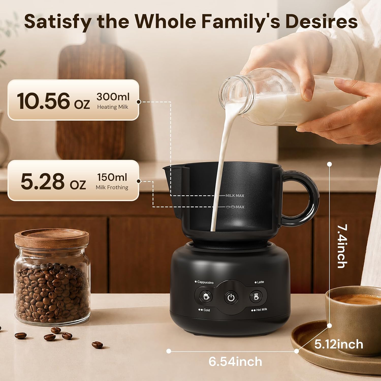 Kismile Milk Frother, 4-in-1 Electric Milk Frother and Steamer MI17012H2 - Image 2