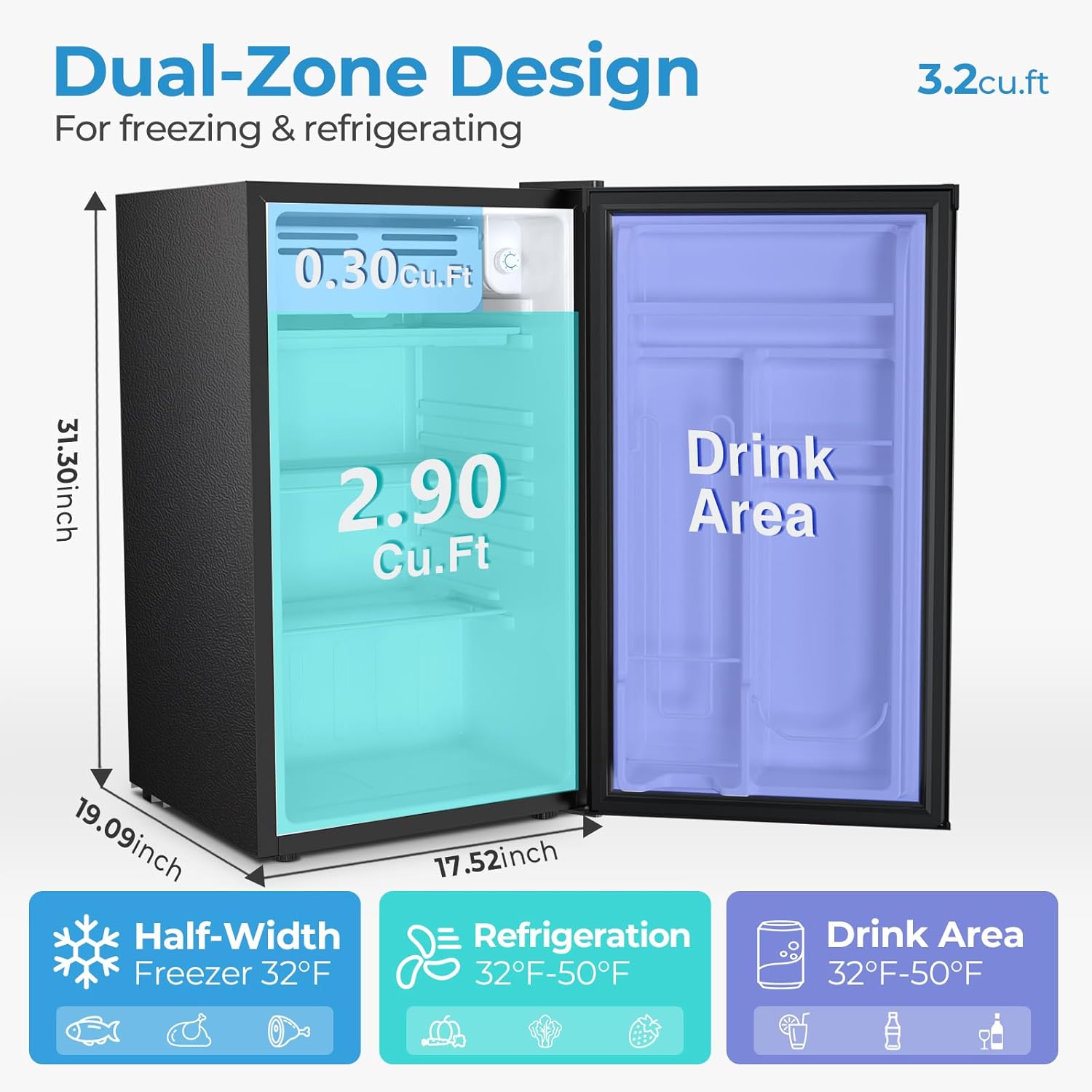 Mini Compact Refrigerator with Freezer, 2.6 Cu.Ft 58070RRE0 - Image 16