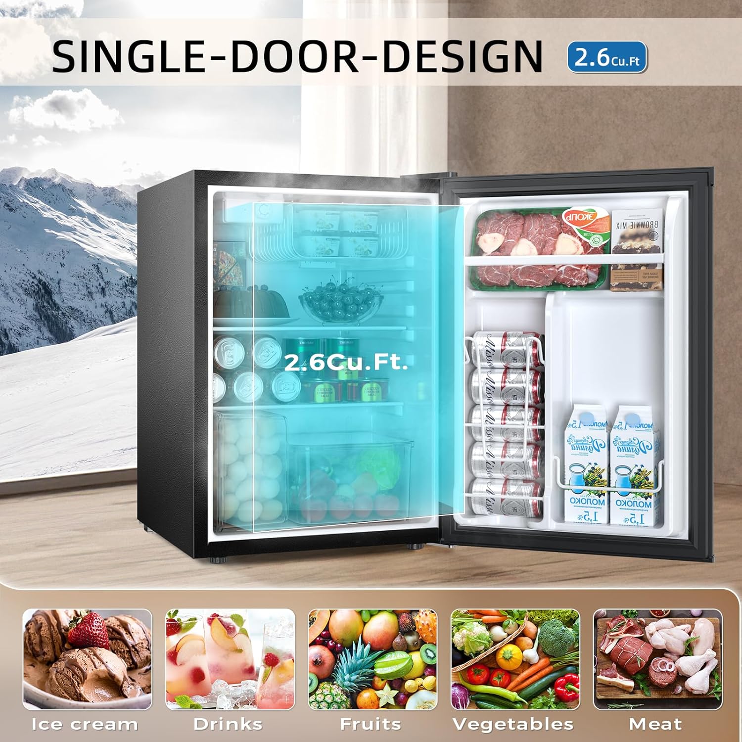 Mini Compact Refrigerator with Freezer, 2.6 Cu.Ft 58070RRE0 - Image 2