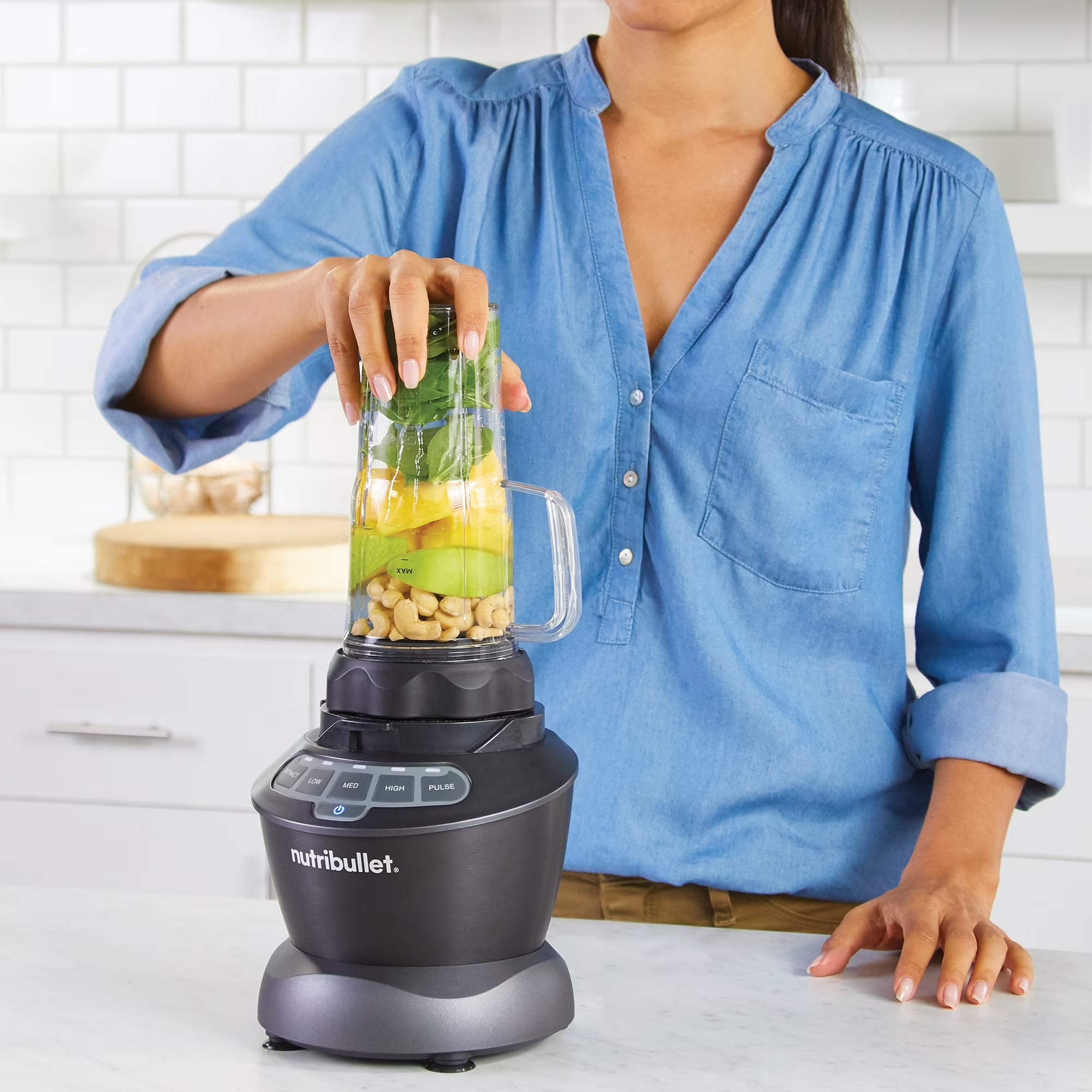 nutribullet 1200 Watts 64 oz. Full-Size Blender Combo NBF50500, Dark Gray. (Condition: New) - Image 7