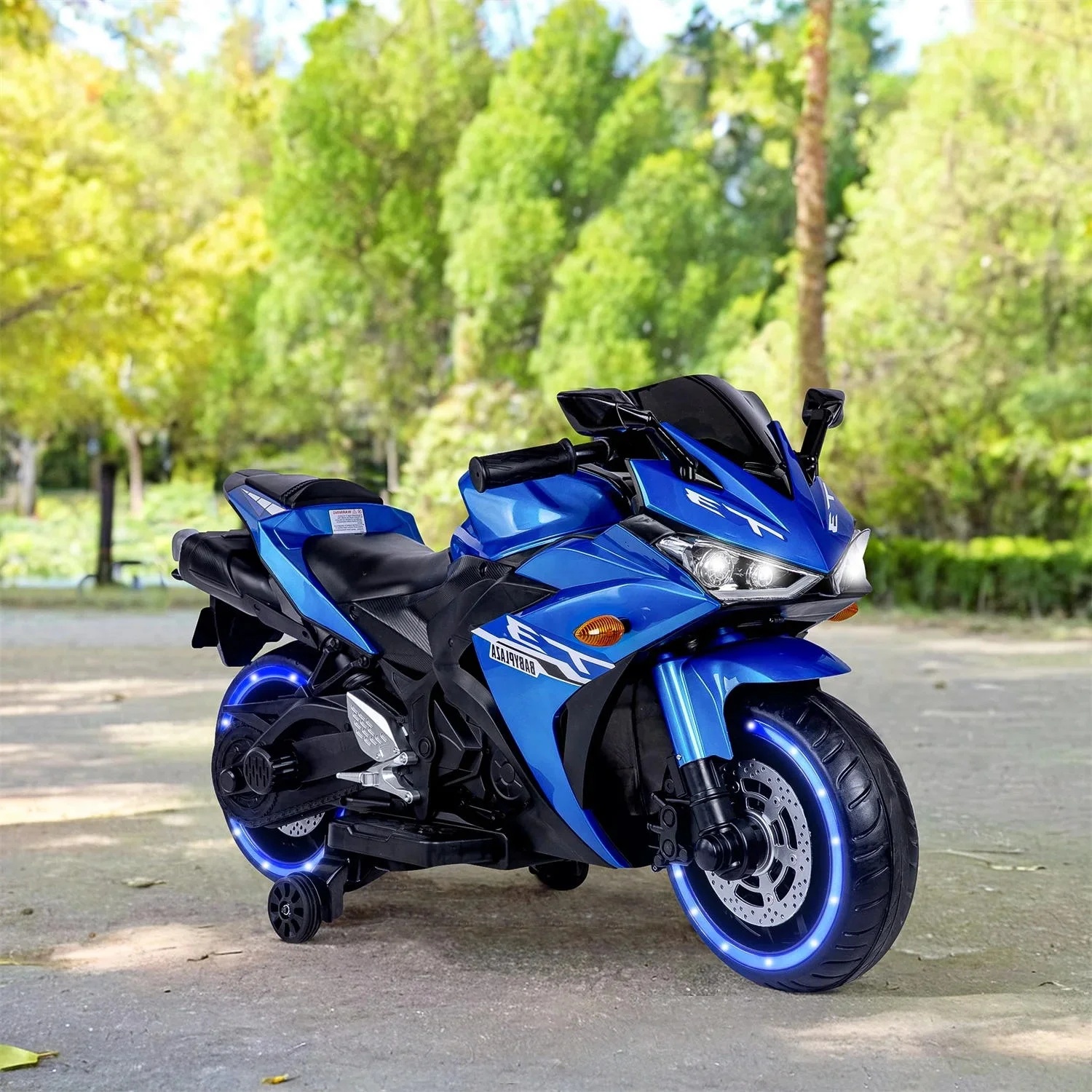 2 Seats Electric Dirt Bike Motorcycle for Kid 3 - 8, 12V Kids Motorcycle with Manual Throttle, Lighting Wheels, Music Function, Max Load 99 lb (Blue) - Image 2