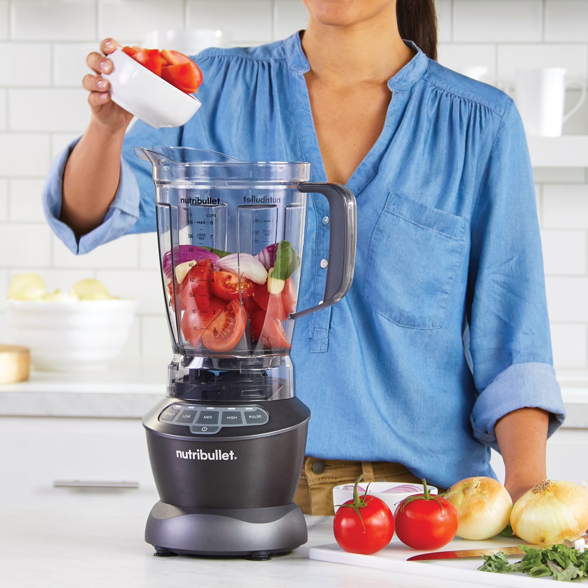 nutribullet 1200 Watts 64 oz. Full-Size Blender Combo NBF50500, Dark Gray. (Condition: New) - Image 6